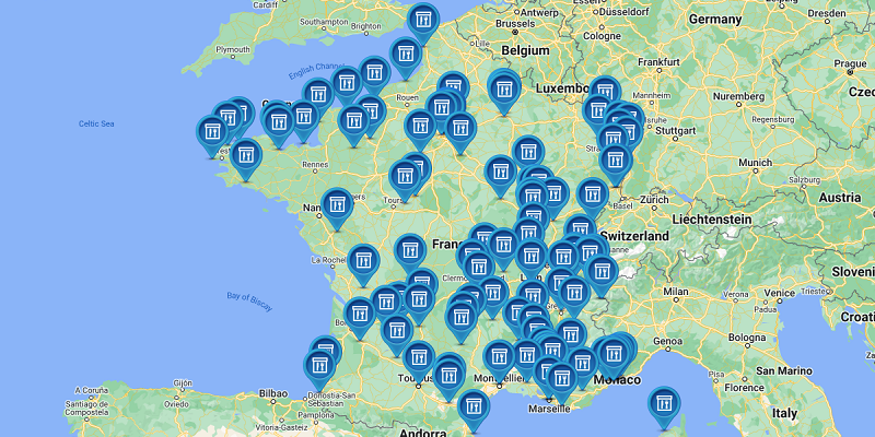 Carte des restaurants étoilés avec menu Végétarien en France