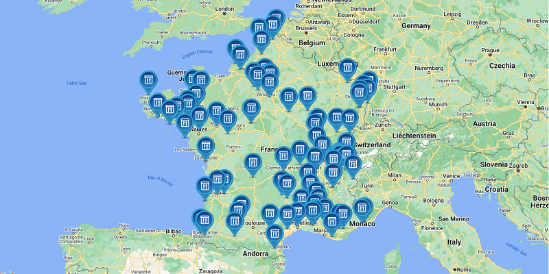 Carte des restaurants avec étoile verte en France en 2023