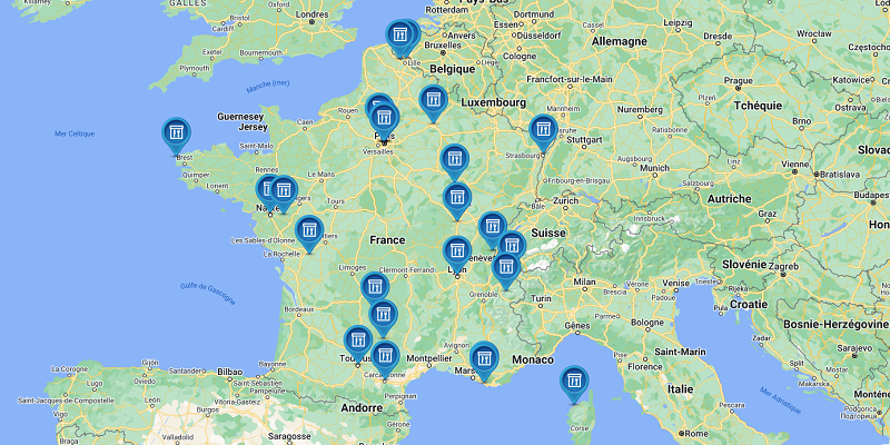 Carte des restaurants ayant perdu une étoile Michelin en 2024